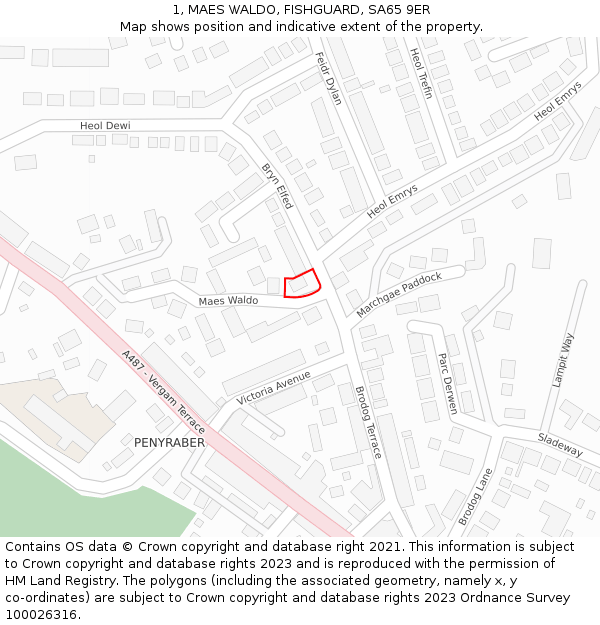 1, MAES WALDO, FISHGUARD, SA65 9ER: Location map and indicative extent of plot