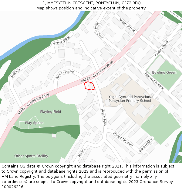1, MAESYFELIN CRESCENT, PONTYCLUN, CF72 9BQ: Location map and indicative extent of plot