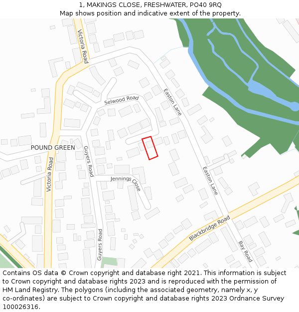 1, MAKINGS CLOSE, FRESHWATER, PO40 9RQ: Location map and indicative extent of plot