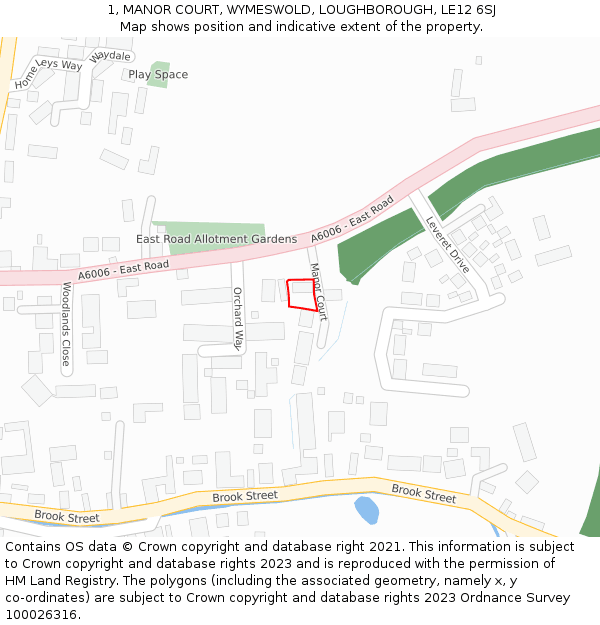 1, MANOR COURT, WYMESWOLD, LOUGHBOROUGH, LE12 6SJ: Location map and indicative extent of plot