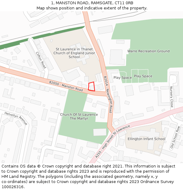 1, MANSTON ROAD, RAMSGATE, CT11 0RB: Location map and indicative extent of plot