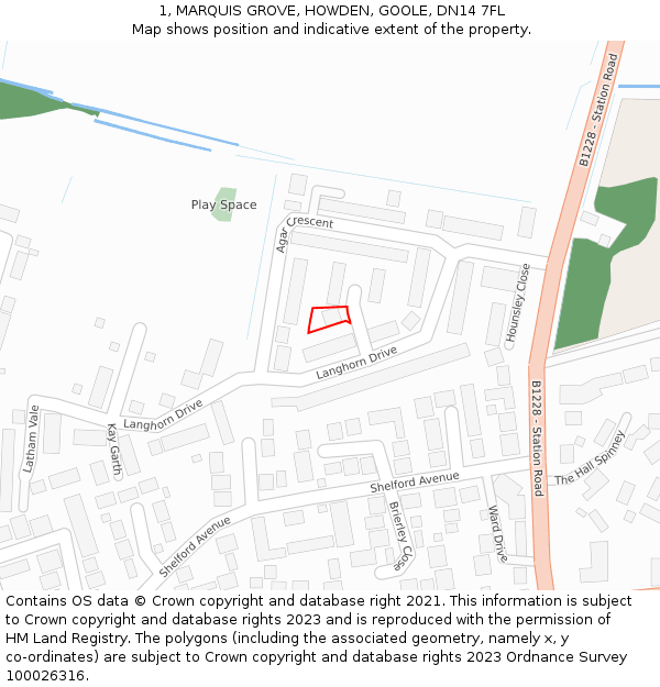 1, MARQUIS GROVE, HOWDEN, GOOLE, DN14 7FL: Location map and indicative extent of plot