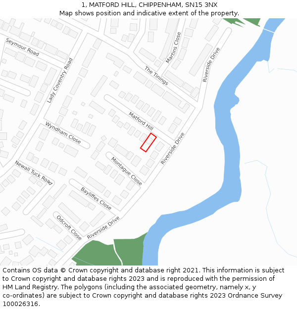 1, MATFORD HILL, CHIPPENHAM, SN15 3NX: Location map and indicative extent of plot