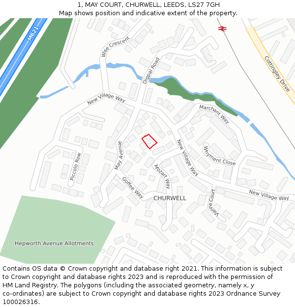 1, MAY COURT, CHURWELL, LEEDS, LS27 7GH: Location map and indicative extent of plot
