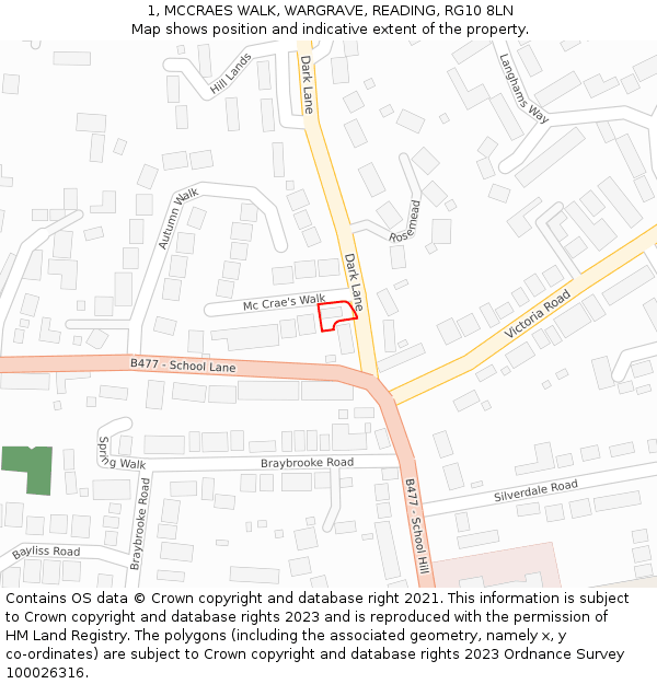 1, MCCRAES WALK, WARGRAVE, READING, RG10 8LN: Location map and indicative extent of plot