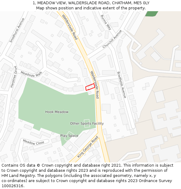 1, MEADOW VIEW, WALDERSLADE ROAD, CHATHAM, ME5 0LY: Location map and indicative extent of plot