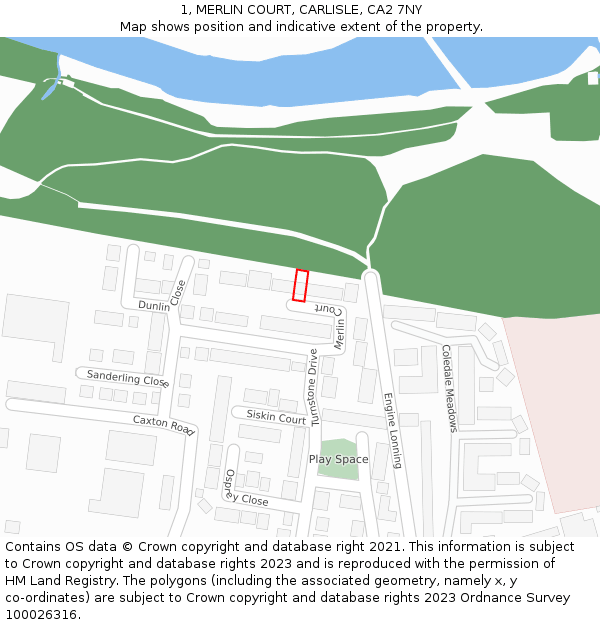 1, MERLIN COURT, CARLISLE, CA2 7NY: Location map and indicative extent of plot