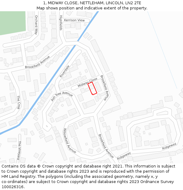 1, MIDWAY CLOSE, NETTLEHAM, LINCOLN, LN2 2TE: Location map and indicative extent of plot