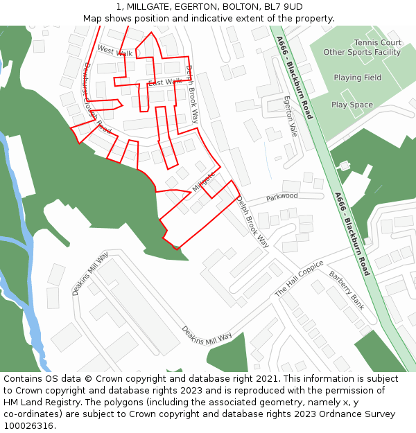 1, MILLGATE, EGERTON, BOLTON, BL7 9UD: Location map and indicative extent of plot