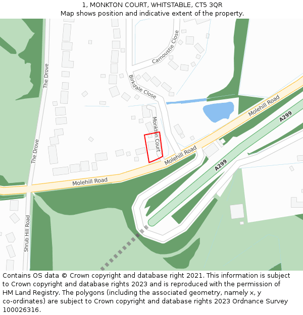 1, MONKTON COURT, WHITSTABLE, CT5 3QR: Location map and indicative extent of plot