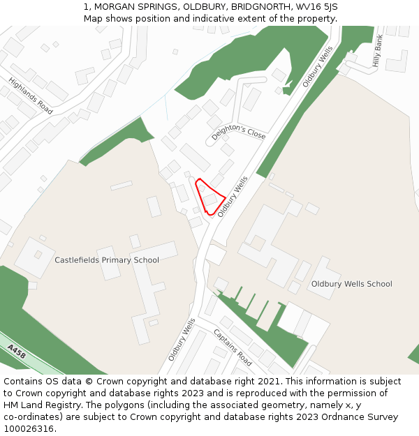 1, MORGAN SPRINGS, OLDBURY, BRIDGNORTH, WV16 5JS: Location map and indicative extent of plot