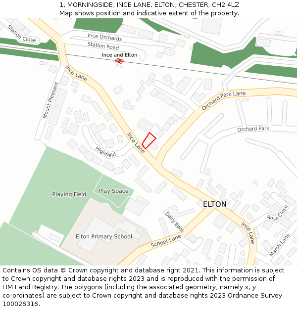 1, MORNINGSIDE, INCE LANE, ELTON, CHESTER, CH2 4LZ: Location map and indicative extent of plot