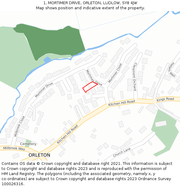 1, MORTIMER DRIVE, ORLETON, LUDLOW, SY8 4JW: Location map and indicative extent of plot