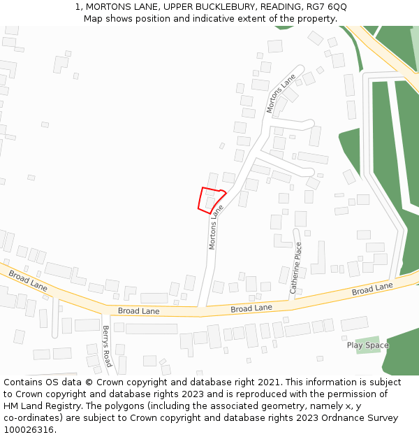 1, MORTONS LANE, UPPER BUCKLEBURY, READING, RG7 6QQ: Location map and indicative extent of plot