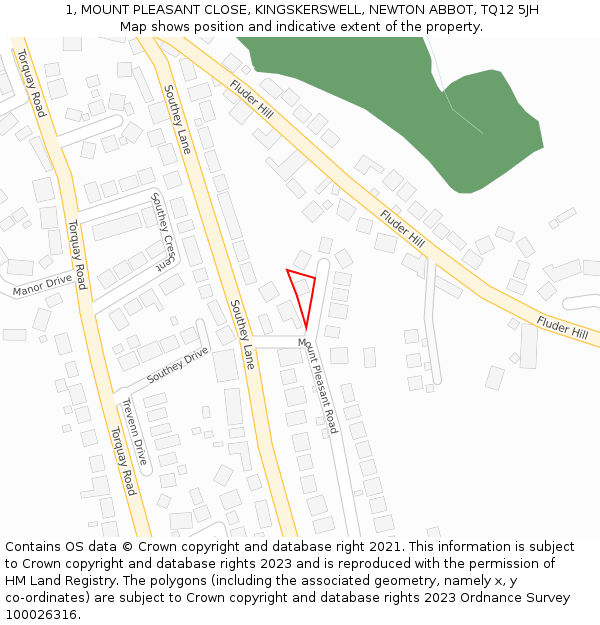 1, MOUNT PLEASANT CLOSE, KINGSKERSWELL, NEWTON ABBOT, TQ12 5JH: Location map and indicative extent of plot