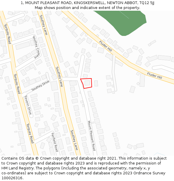 1, MOUNT PLEASANT ROAD, KINGSKERSWELL, NEWTON ABBOT, TQ12 5JJ: Location map and indicative extent of plot