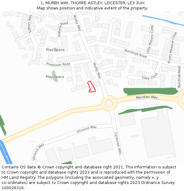 1, MURBY WAY, THORPE ASTLEY, LEICESTER, LE3 3UH: Location map and indicative extent of plot