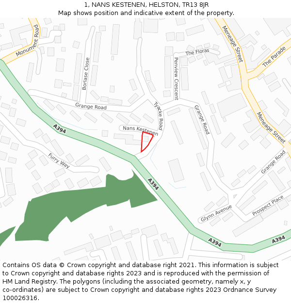 1, NANS KESTENEN, HELSTON, TR13 8JR: Location map and indicative extent of plot