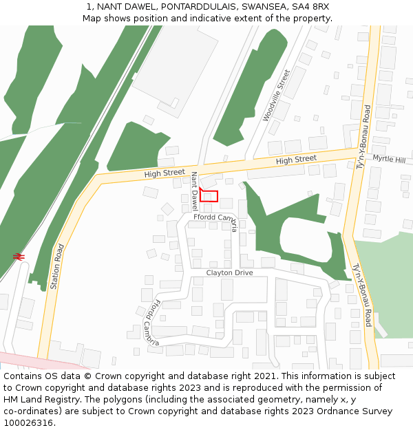 1, NANT DAWEL, PONTARDDULAIS, SWANSEA, SA4 8RX: Location map and indicative extent of plot