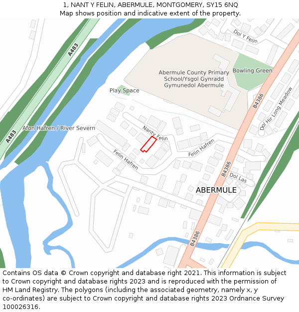 1, NANT Y FELIN, ABERMULE, MONTGOMERY, SY15 6NQ: Location map and indicative extent of plot