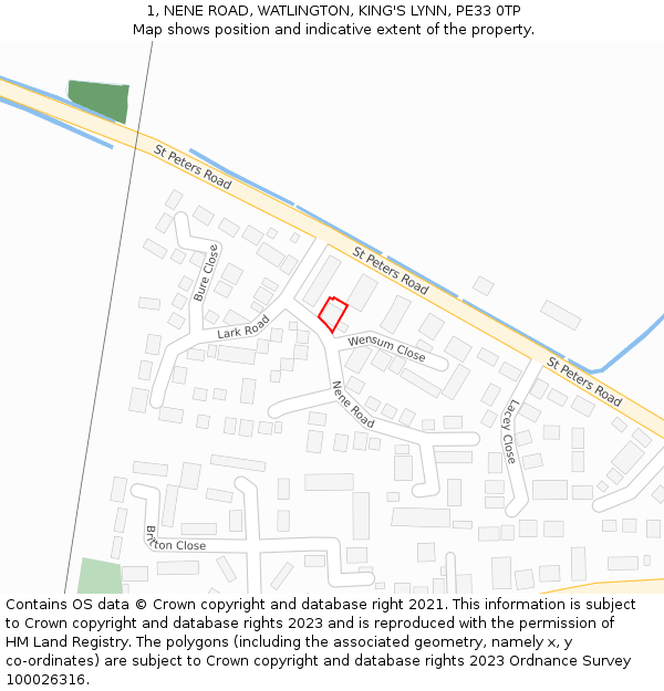 1, NENE ROAD, WATLINGTON, KING'S LYNN, PE33 0TP: Location map and indicative extent of plot