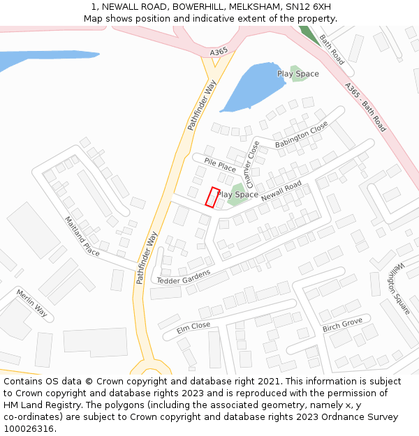 1, NEWALL ROAD, BOWERHILL, MELKSHAM, SN12 6XH: Location map and indicative extent of plot