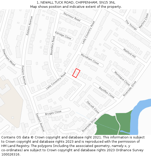 1, NEWALL TUCK ROAD, CHIPPENHAM, SN15 3NL: Location map and indicative extent of plot