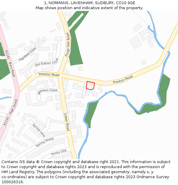 1, NORMANS, LAVENHAM, SUDBURY, CO10 9QE: Location map and indicative extent of plot