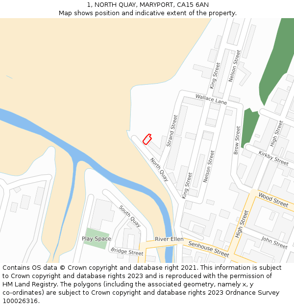 1, NORTH QUAY, MARYPORT, CA15 6AN: Location map and indicative extent of plot