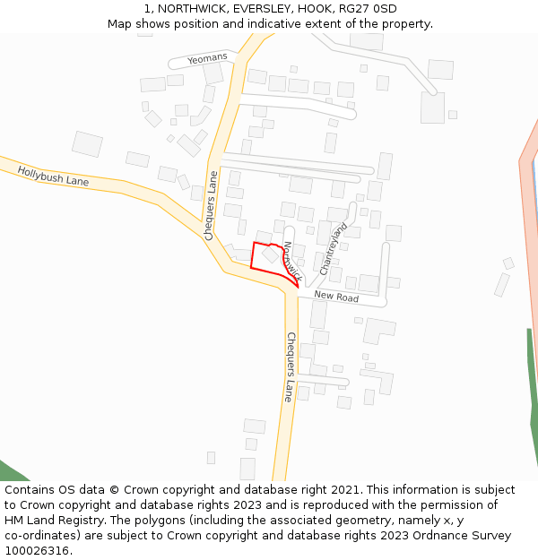 1, NORTHWICK, EVERSLEY, HOOK, RG27 0SD: Location map and indicative extent of plot