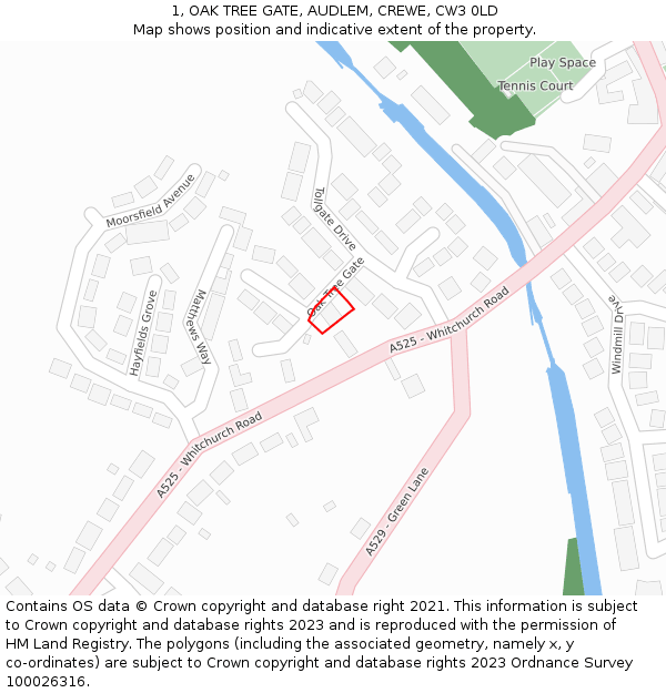 1, OAK TREE GATE, AUDLEM, CREWE, CW3 0LD: Location map and indicative extent of plot
