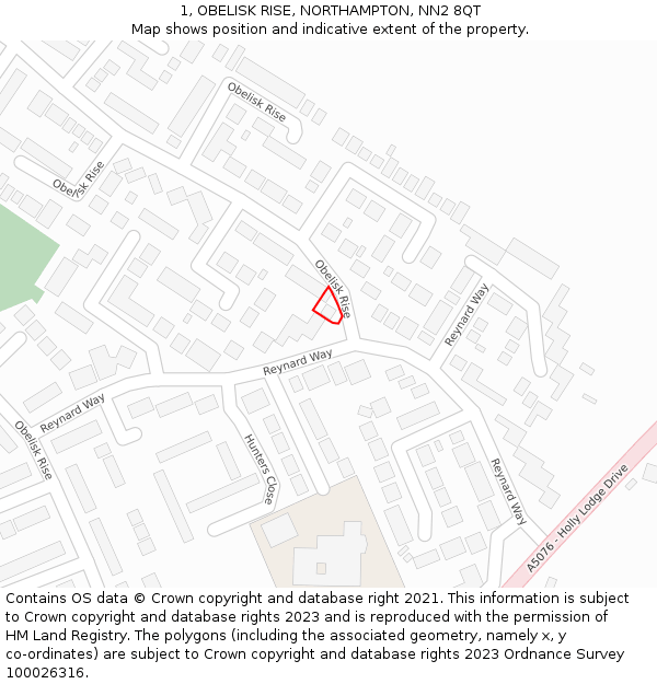 1, OBELISK RISE, NORTHAMPTON, NN2 8QT: Location map and indicative extent of plot