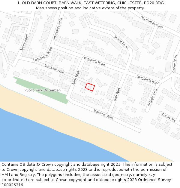 1, OLD BARN COURT, BARN WALK, EAST WITTERING, CHICHESTER, PO20 8DG: Location map and indicative extent of plot