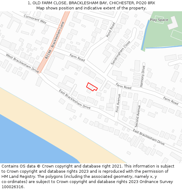 1, OLD FARM CLOSE, BRACKLESHAM BAY, CHICHESTER, PO20 8RX: Location map and indicative extent of plot