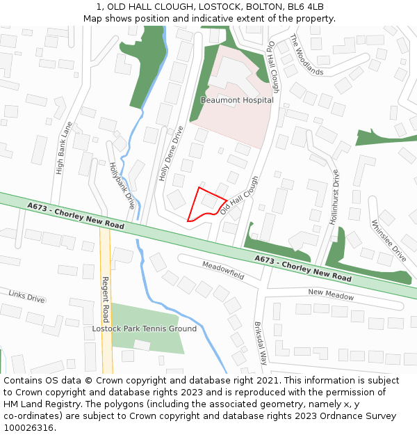1, OLD HALL CLOUGH, LOSTOCK, BOLTON, BL6 4LB: Location map and indicative extent of plot
