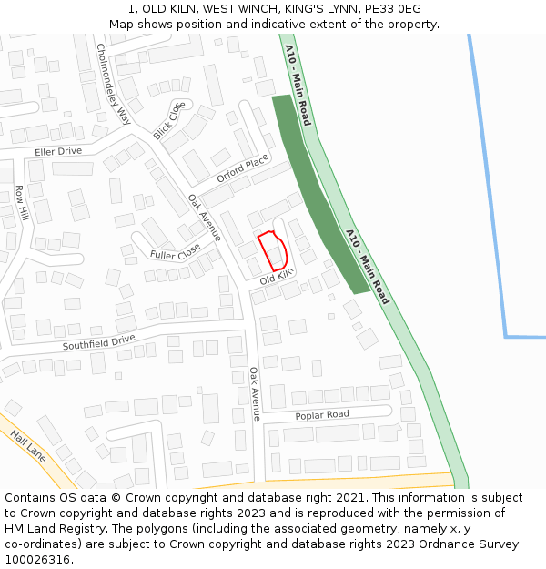 1, OLD KILN, WEST WINCH, KING'S LYNN, PE33 0EG: Location map and indicative extent of plot