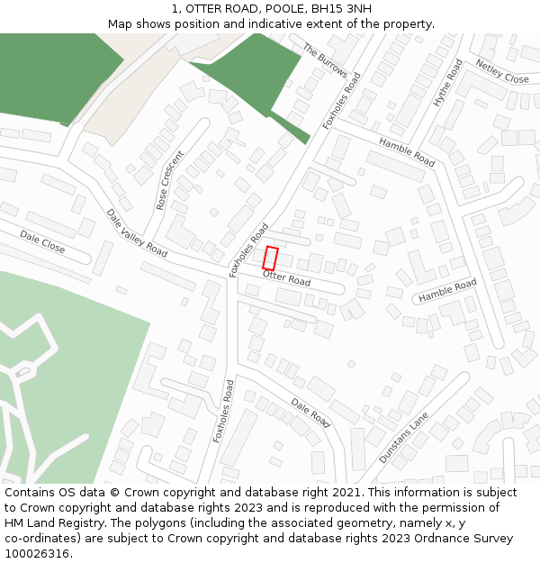 1, OTTER ROAD, POOLE, BH15 3NH: Location map and indicative extent of plot