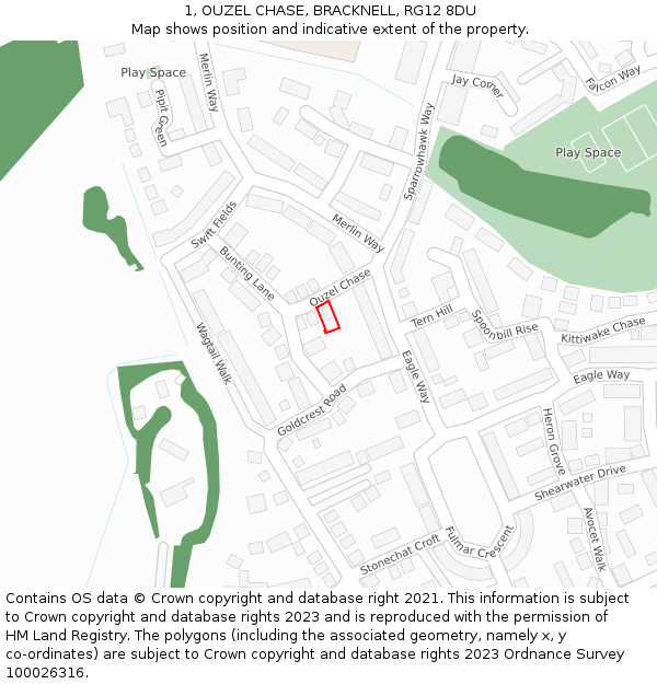 1, OUZEL CHASE, BRACKNELL, RG12 8DU: Location map and indicative extent of plot