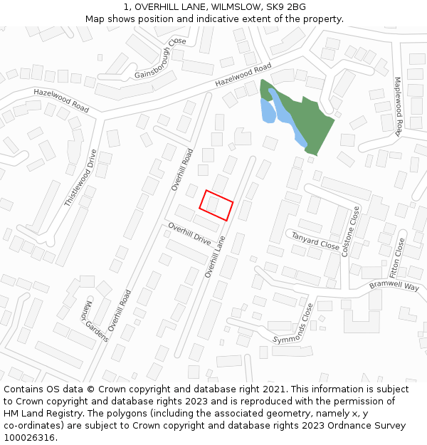 1, OVERHILL LANE, WILMSLOW, SK9 2BG: Location map and indicative extent of plot