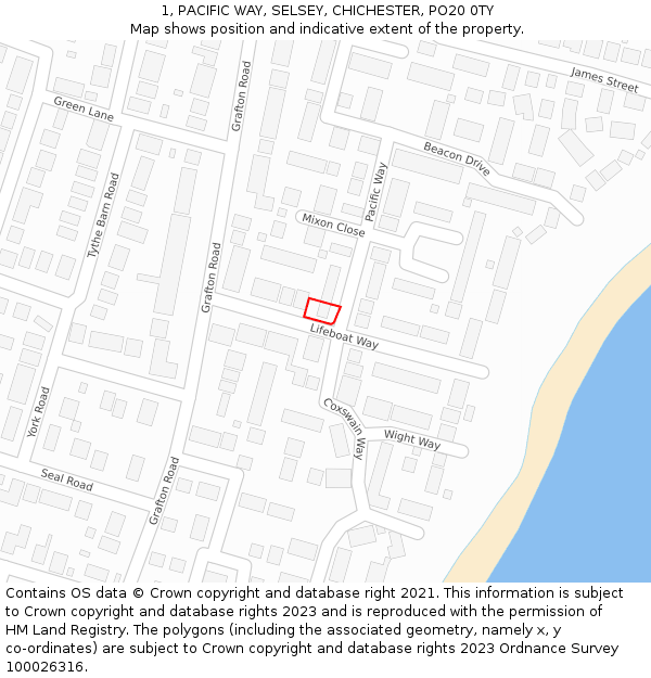 1, PACIFIC WAY, SELSEY, CHICHESTER, PO20 0TY: Location map and indicative extent of plot