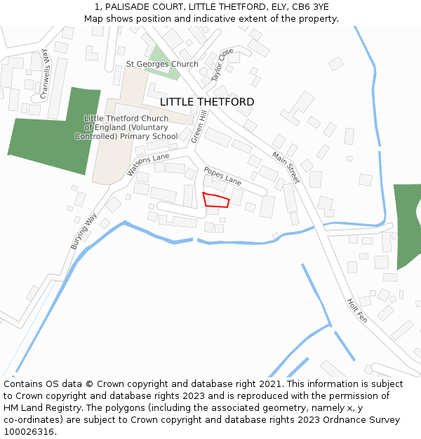 1, PALISADE COURT, LITTLE THETFORD, ELY, CB6 3YE: Location map and indicative extent of plot