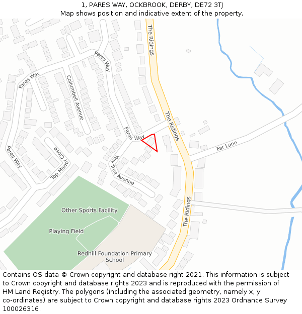 1, PARES WAY, OCKBROOK, DERBY, DE72 3TJ: Location map and indicative extent of plot