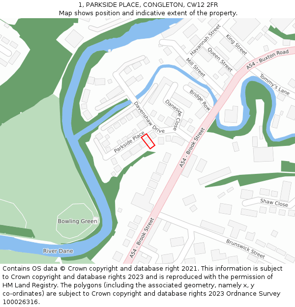1, PARKSIDE PLACE, CONGLETON, CW12 2FR: Location map and indicative extent of plot