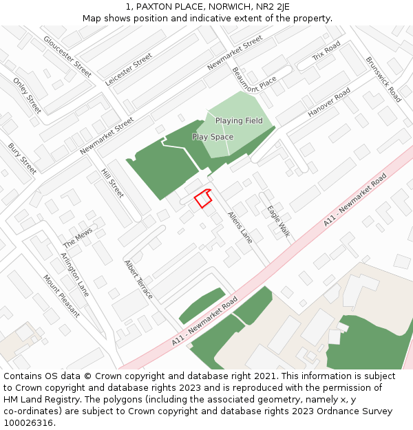 1, PAXTON PLACE, NORWICH, NR2 2JE: Location map and indicative extent of plot