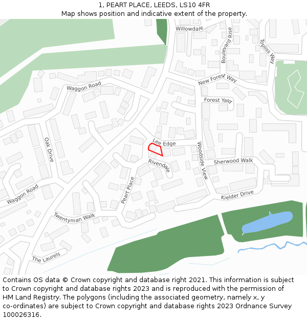 1, PEART PLACE, LEEDS, LS10 4FR: Location map and indicative extent of plot