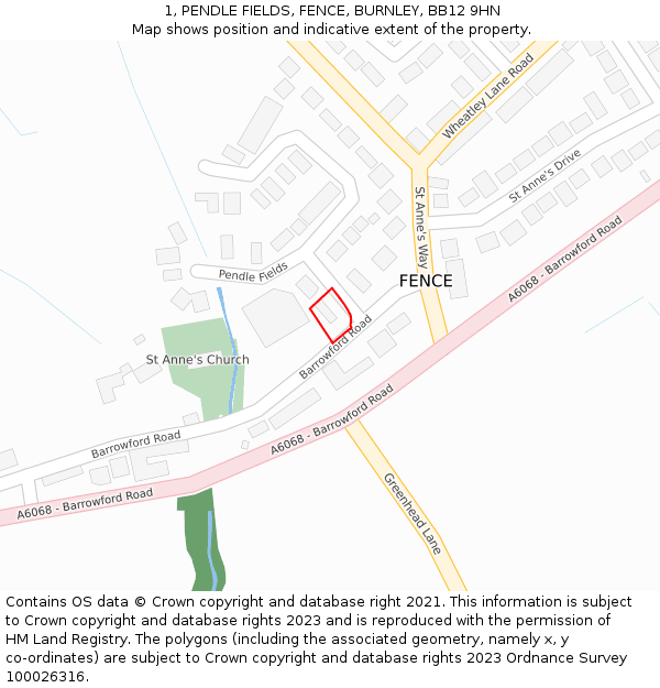 1, PENDLE FIELDS, FENCE, BURNLEY, BB12 9HN: Location map and indicative extent of plot