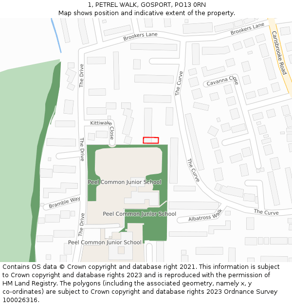 1, PETREL WALK, GOSPORT, PO13 0RN: Location map and indicative extent of plot