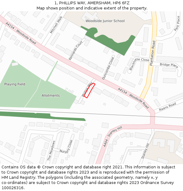 1, PHILLIPS WAY, AMERSHAM, HP6 6FZ: Location map and indicative extent of plot