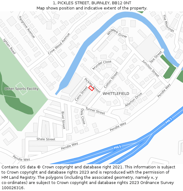 1, PICKLES STREET, BURNLEY, BB12 0NT: Location map and indicative extent of plot