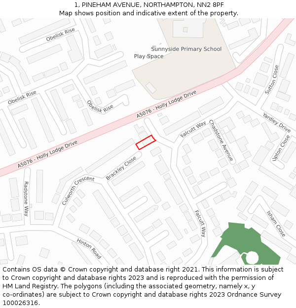 1, PINEHAM AVENUE, NORTHAMPTON, NN2 8PF: Location map and indicative extent of plot